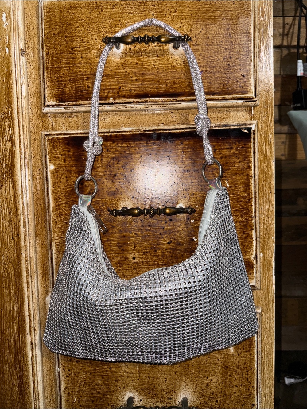 Silver Metallic Mesh Shoulder Bag - Women Bags